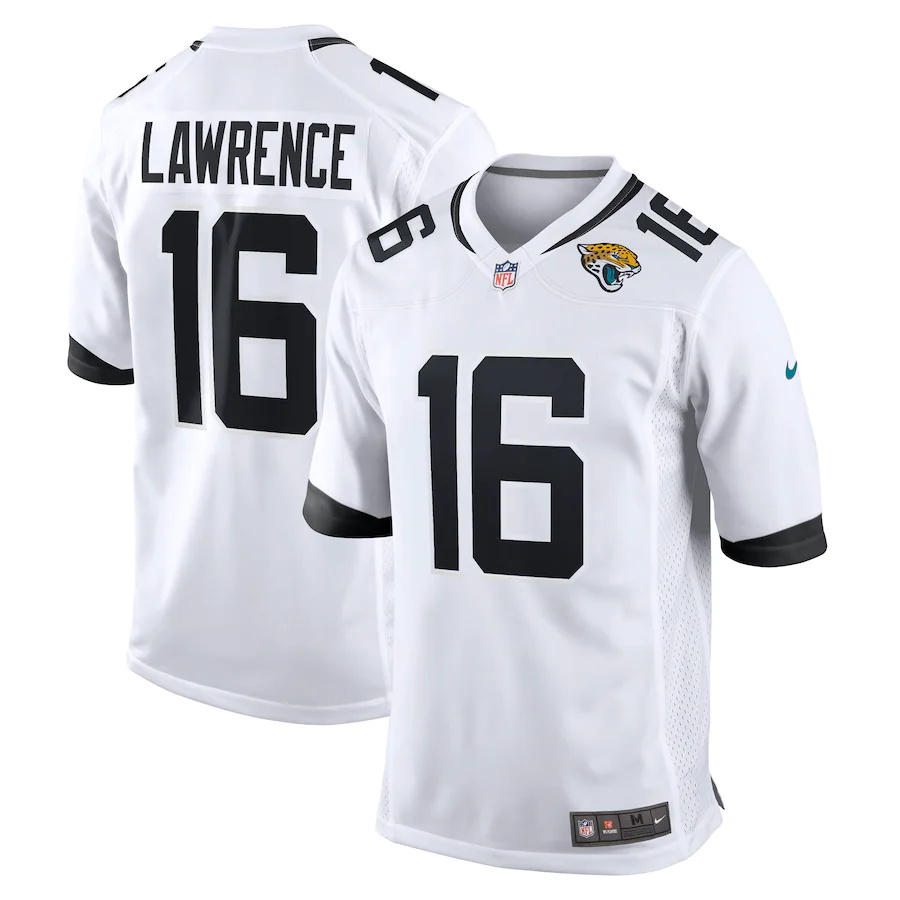 Mens Jacksonville Jaguars #16 Trevor Lawrence Nike White 2021 NFL Draft First Round Pick Game Jersey